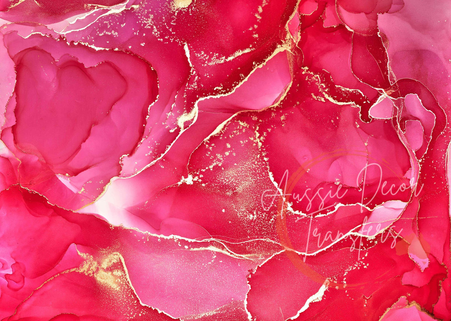 Alcohol Ink Poster Carmine Gold