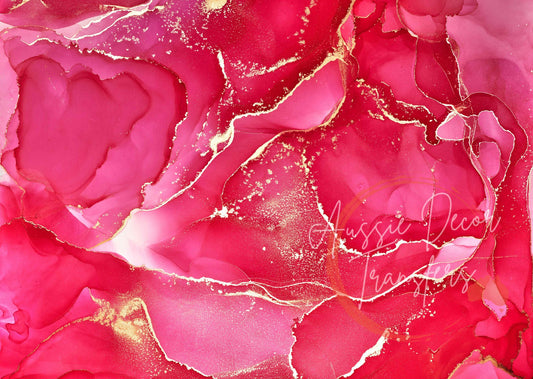 Alcohol Ink Poster Carmine Gold