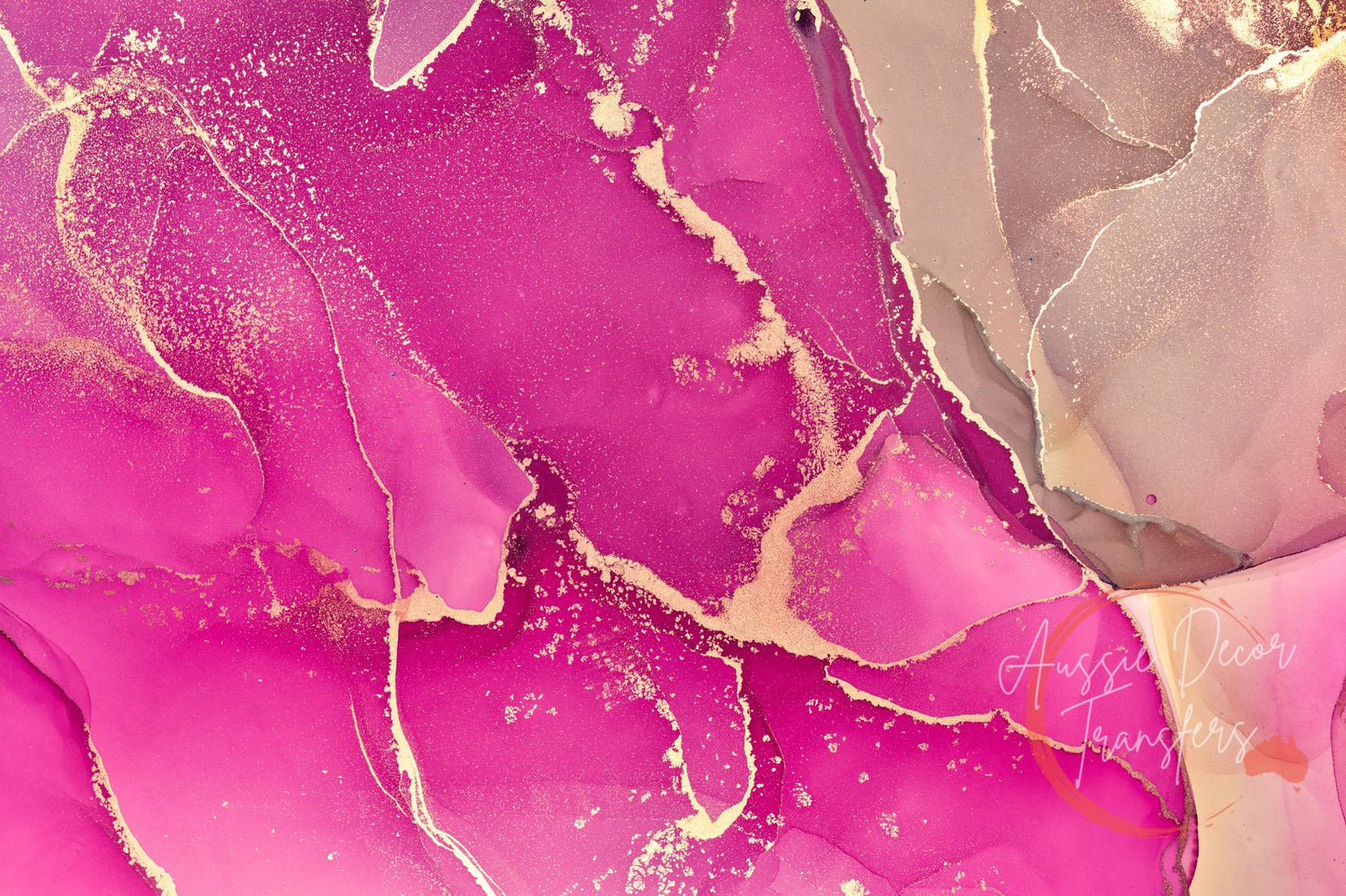 Alcohol Ink Poster Gold Magenta