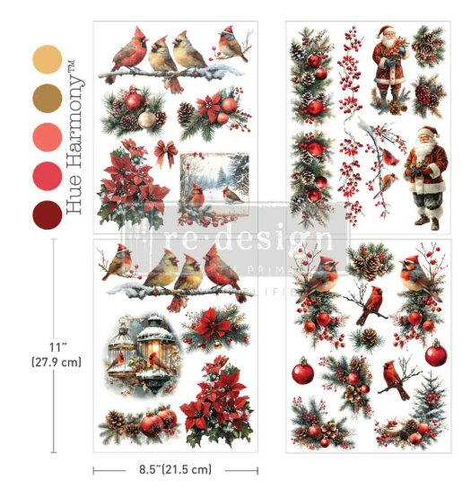 Redesign with Prima Middy Transfer - Feathered Noel (3 Sheets + Bonus Sheet)