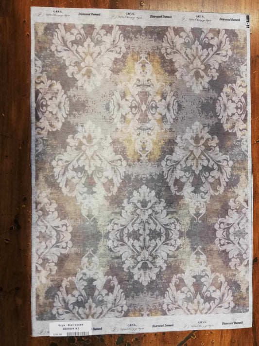 Grys - Distressed Damask A3