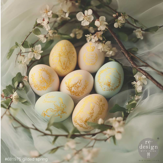 Redesign with Prima H2O Single Sheet Gold Transfer - Gilded Spring