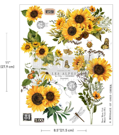 Redesign with Prima H2O Single Sheet Transfer - Rustic Amber Petals