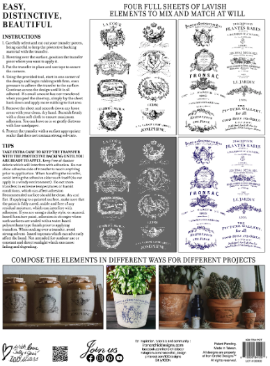 Traditional Pots Large IOD Decor Transfer