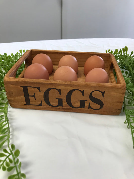 Natural Wooden Egg Crate - 1/2 Dozen