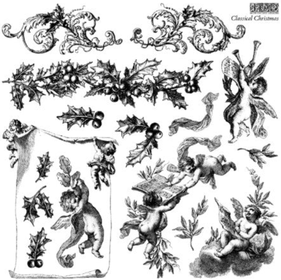 IOD Decor Stamp 30.5 x 30.5cm - Classical Christmas Limited Edition) with masks