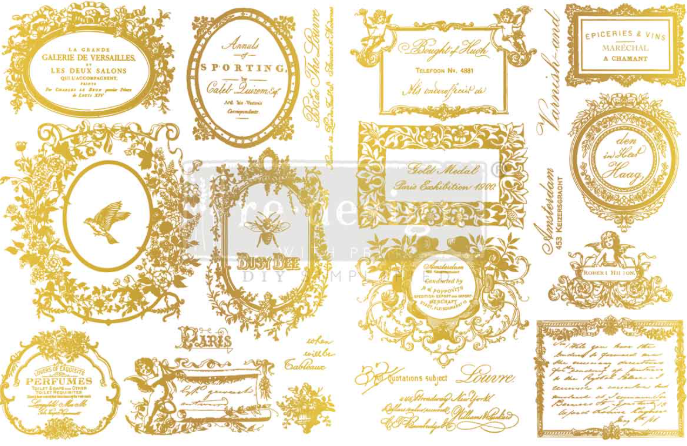 Redesign with Prima H2O Gold Transfer - Fleur De Minuit (2 Sheets)