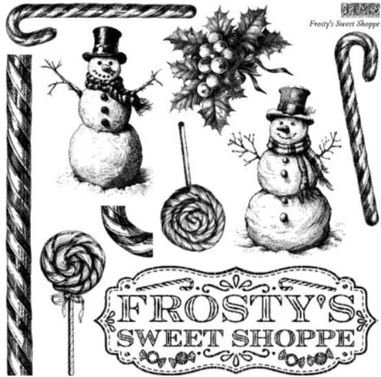 IOD Decor Stamp 30.5 x 30.5cm - Frosty's Sweet Shoppe Limited Edition) with masks