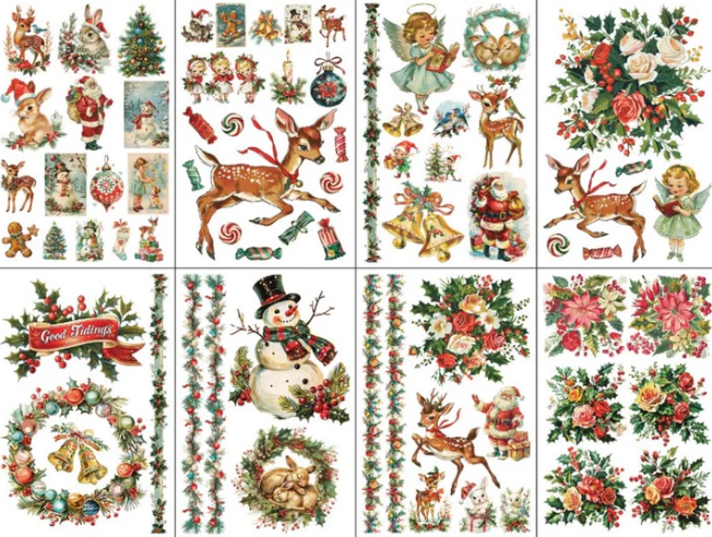 IOD Decor Transfer Pad 20 x 30.5cm - Kitschy Christmas 8 Sheets) Limited Edition
