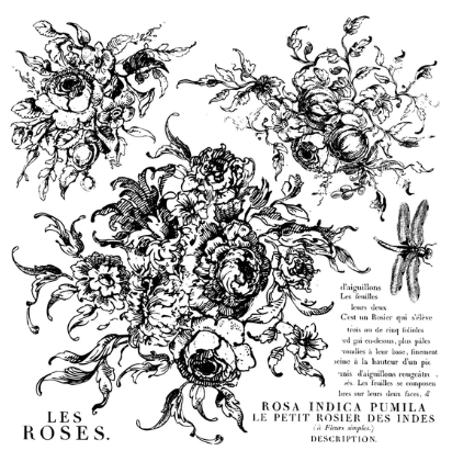 IOD Decor Stamp 30.5 x 30.5cm - Rose Toile with masks)