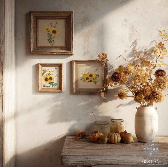 Redesign with Prima H2O Single Sheet Transfer - Rustic Amber Petals