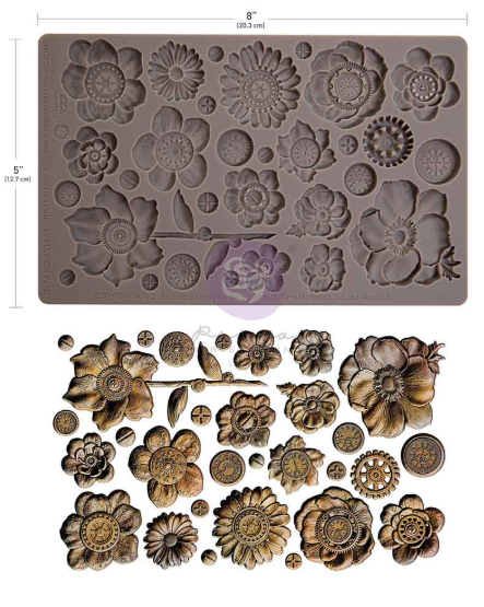 Redesign with Prima Mould - Rusty Flowers