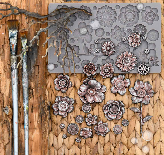Redesign with Prima Mould - Rusty Flowers
