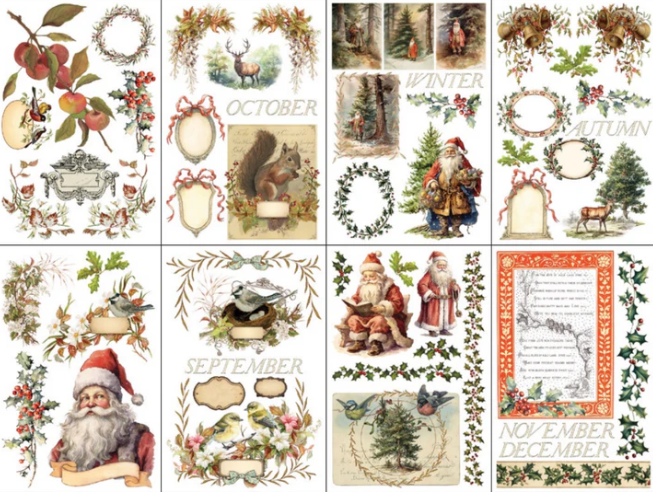 IOD Decor Transfer Pad 20 x 30.5cm - Santa's Hollow 8 Sheets)