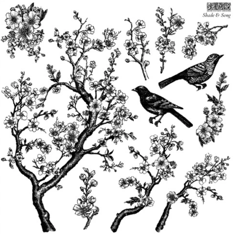 IOD Decor Stamp 30.5 x 30.5cm - Shade & Song with masks)