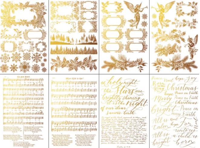 IOD Decor Transfer Pad 20 x 30.5cm - Tinsel Gold Foil 8 Sheets) Limited Edition