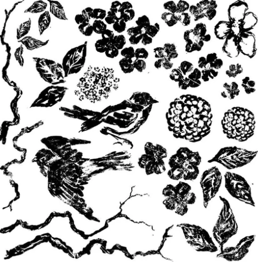 IOD Stamp Birds Branches & Blossoms