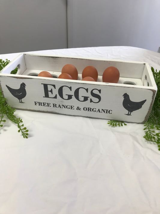 White Wooden Egg Tray - 1 Dozen (with removable tray)