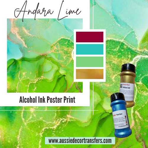Alcohol Ink Poster - Andara Lime