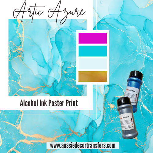 Alcohol Ink Poster - Artic Azure