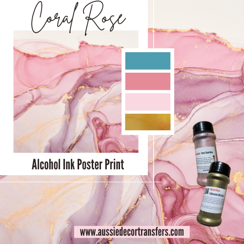 Alcohol Ink Poster Coral Rose