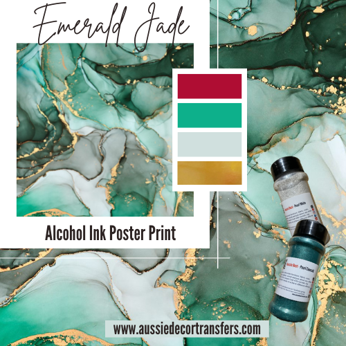 Alcohol Ink Poster - Emerald Jade