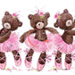 Luxe Decoupage Paper Ballerina Teddies