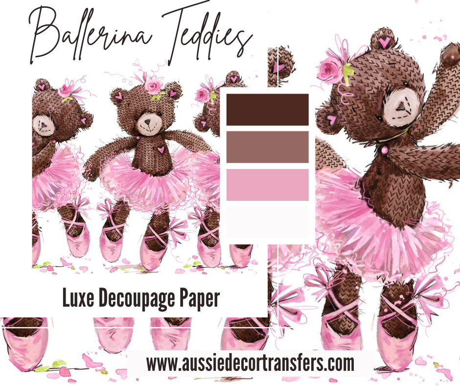 Luxe Decoupage Paper Ballerina Teddies