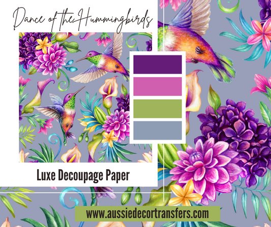 Luxe Decoupage Paper Dance of the Hummingbirds