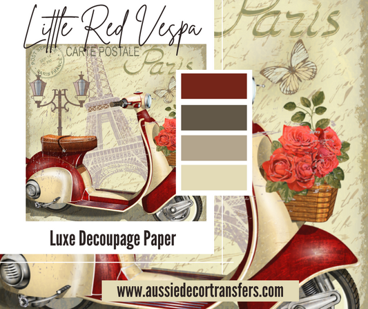 Luxe Decoupage Paper - Little Red Vespa