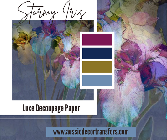 Luxe Decoupage Paper - Stormy Iris