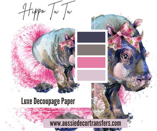 Luxe Decoupage Paper Tutu Baby Hippo