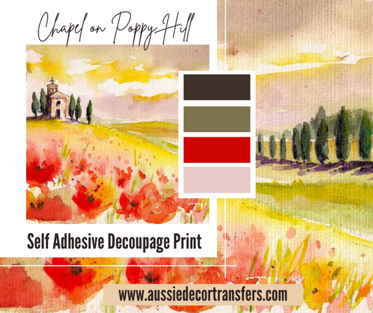 Self Adhesive Decoupage Print - Chapel on Poppy Hill