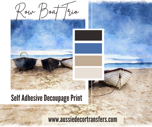 Self Adhesive Decoupage Print - Row Boat Trio