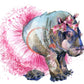Luxe Decoupage Paper Tutu Baby Hippo