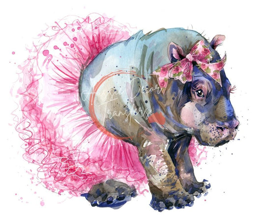 Luxe Decoupage Paper Tutu Baby Hippo