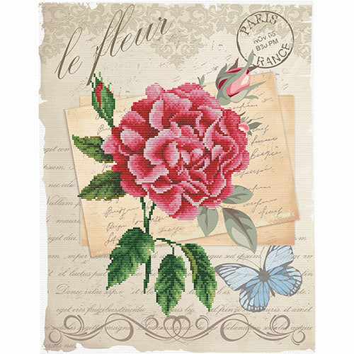 X Stitch No Count Rose Bloom